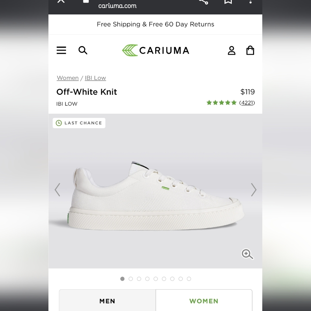 Cariuma IBI low off white knit sneaker Wms sz 9.5 Men's size 8 NIB New - Picture 7 of 16